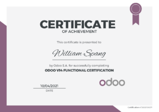 Odoo V14 Functional Certificate -- William Spang